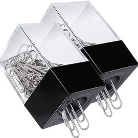 Grwanpen 2 Magnetic Paper Clip Dispenser Boxes with 100 Metal Paper Clips Each,Black