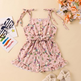 Xiaodriceee Infant Baby Girl Summer Clothes Farm Cow Print Sleeveless Halter Romper Jumpsuit Ruffle Shorts Overalls One-Piece Playsuit (A-Khaki, 18-24 Months)