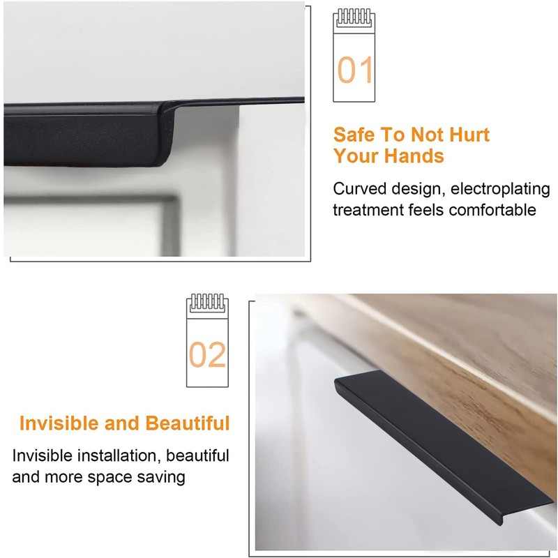 MOROBOR 10 Pack Finger Edge Pull, Self-Stick Instant Cabinet Drawer