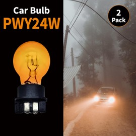 Lanuovx 2 Pack PWY24W 24W Amber Yellow Fog Light Bulbs,Upgraded 12V Halogen for Front Turn Signal,DRL and Parking Lights CANBus Compatible