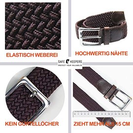 Safekeepers Elastic Strap - Braided Strap - Ceintuur - Stretch Strap - Braided Strap, 2 Pack: Black and Brown