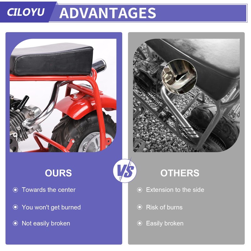 CILOYU Central Long Mini Bike Exhaust Header Pipe with Muffler