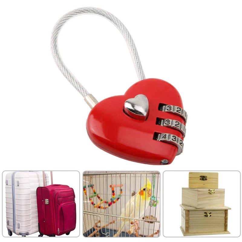 Code Padlock, Couple Padlock, Mini Heart-Shaped Hall Locker Durable Portable