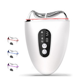 EMS Gua Sha, Robofun Face Massager Gua Sha Electric with Vibration & Heat & Cold, Face Shaping Tool with Red, Blue, Purple, Face Massager for Face Anti Wrinkles Anti Ageing