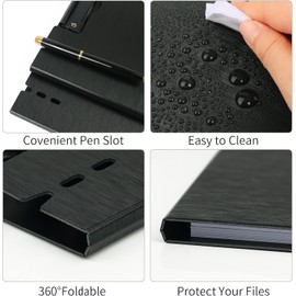 10 Pack A4 Foldable Clipboards with Two Clips File Document Organiser,Clip Board for Business,Office,School or Restaurant (Black)