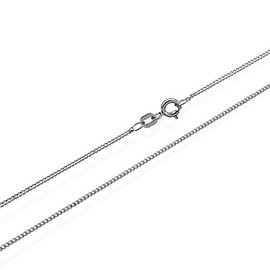 NKlaus 55 cm Curb Chain 925 Silver Rhodium-Plated Elegant Necklace Filigree Width 1.2 mm Necklace 2.3 g Heavy 1962, Sterling Silver, No Gemstone