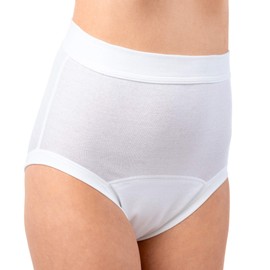 HERMKO 1265 Pack of 2 Women's Incontinence Briefs with Soft Waistband Made of Organic Cotton, White