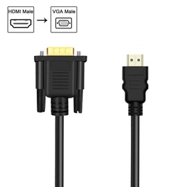 HDMI to VGA (Male to Male) Cable, ALINKER Unidirection Gold-Plated HDMI to VGA Cord Adapter 1080P Resolution Compatible with Computer, Desktop, Laptop, PC, Monitor, Projector, HDTV and More (6 Feet)