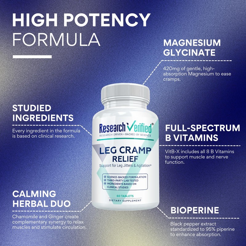 Research Verified Leg Cramps - Magnesium, B Vitamins, Ginger, Chamomile,