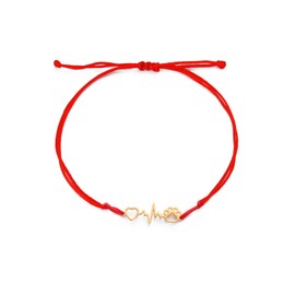 SBI Jewelry Red Paw Print Bracelet for Women Pawprint Friend Ship Braclet Dog Cat Gift Wristband Birthday Anniversary