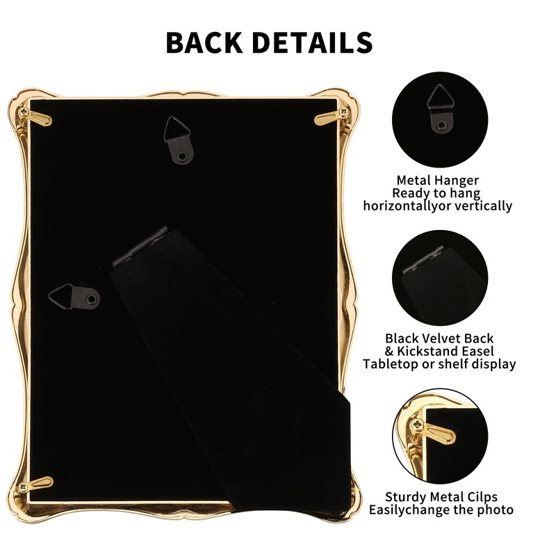 Gold 4 x 6'' High-End Zinc Alloy Picture Frame with