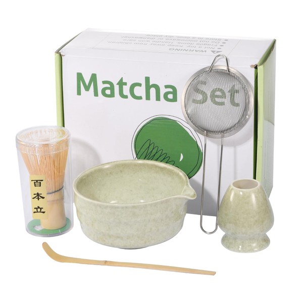 STORICANS Premium Matcha Tea Set with Bamboo Whisk, Ceramic Bowl,