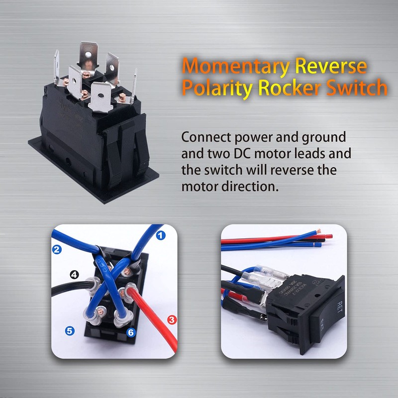 weideer Momentary Reverse Polarity Rocker Switch DPDT (ON)-Off-(ON) 6 Pin