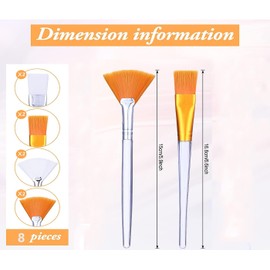 Fan Brushes, 8 Pieces Face Brush, Fan Brush, Mask Brush, Soft Fan Mask Brush, Face Applicator Brush, Acid Applicator Brush, Makeup Brush for Mud Face Cream (Two Styles)