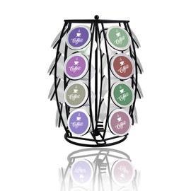 QUTHZZHY K Cups Holder Coffee Pod Holder 360° K Cup Carousel Iron Storage Rack Kitchen Comes All in One PieceOrganizer for Countertop (Capacity of 24 Pods, Black)