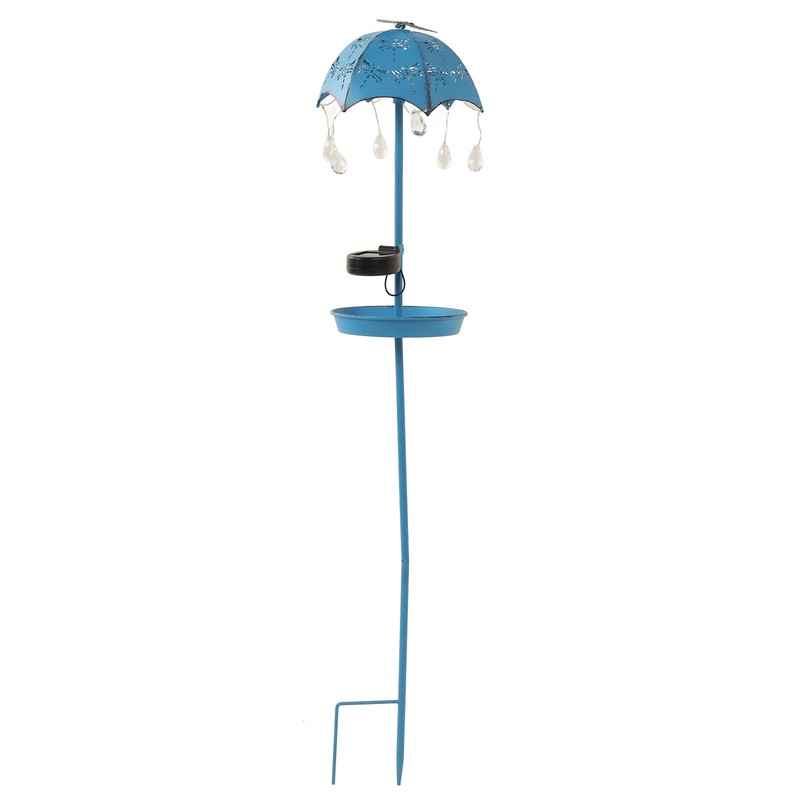Solar Bird Feeder LED Floor Lamp with Feeding Tray Umbrella