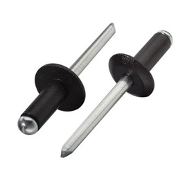 Linkup 240pcs pack 1/8" x 5/8 Black Large flange Pop blind Rivets,Large Head aluminum rivets,3.2mm x 16mm Black pop rivets,Aluminum Body Steel Mandrel Rivets