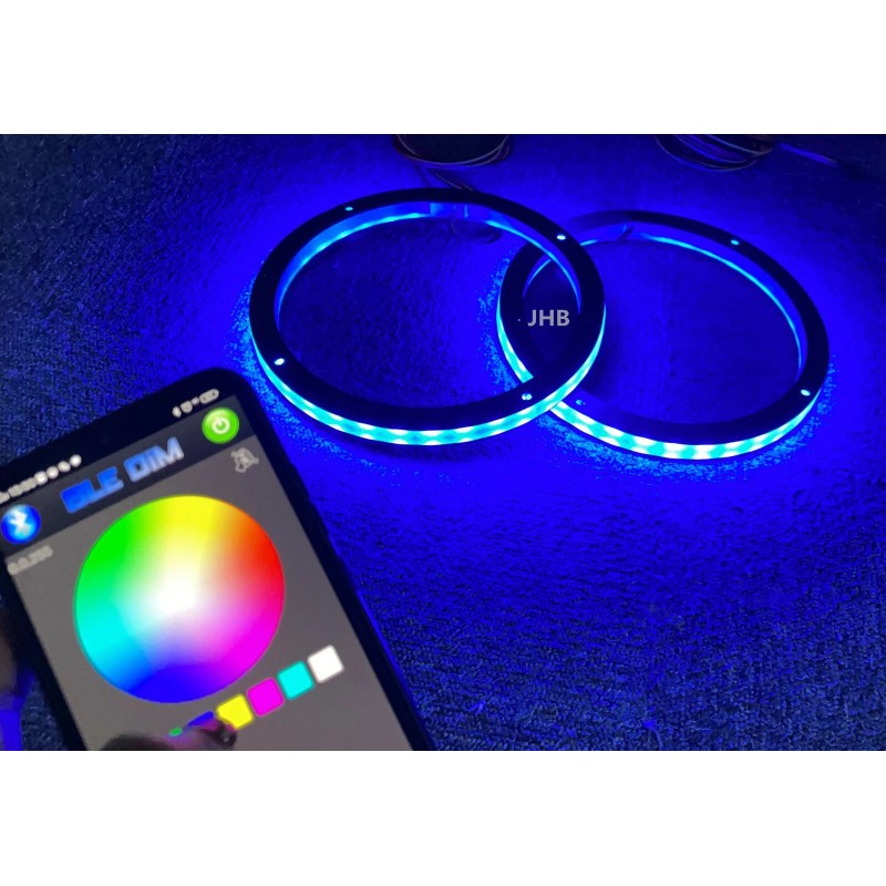 JHB Pair 8" Bluetooth Remote RGB LED Rings Lights for