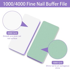 CGBE Nail Buffer and Shine Kit, 20pcs Nail Shine Buffer Blocks for Natural Acrylic Nails Polisher Fingernail Buffer Buffing File 1000/4000 Grit - Purple