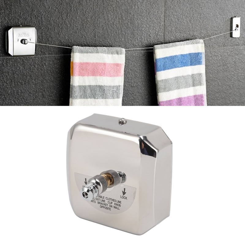 Retractable Clothesline 304 Stainless Steel Rust Resistant Space Saving Wall
