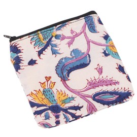 GURU SHOP Small Purse, Cosmetic Bag Made of Block Print Fabric, Model 1, Unisex, Adult, 12 x 14 x 1 cm, Model 12, Unit size, Casual