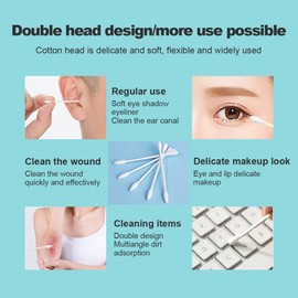 200 Count Individually Wrapped Cotton Swabs,Travel Cotton Swabs,Cotton Stick,Pointed Cotton Swab,Round Tip Cotton Swab,Individually Wrapped Double Tipped Cotton Swabs,for The Ear, Makeup, Clean
