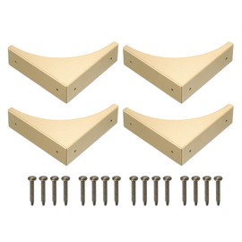 sourcing map Corner Protectors, 4Pcs 2.56" - Metal Corner Protector, Vintage Decorative Corner Brackets with Screws, Edge Guards for Furniture Box Table (Gold)