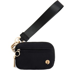 JEEBURYEE Wristlet Keychain Wallets for Women RFID Blocking Credit Card Holder Small Zipper Coin Purse Change Pouch with ID Window and Detachable Wrist Strap Black