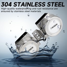 AOLIHAN 12V Marine Horn Super Large 125dB Waterproof Stainless Steel Horn, Suitable for Most Cars, Motorcycles, and Boats(paired)