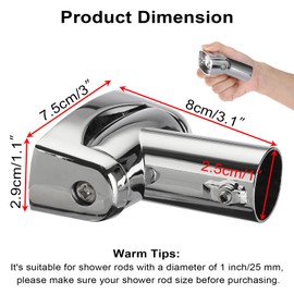 BTSKY 2 Pack Shower Curtain Rod Bracket Curtain Rod Holder Wall Mounted 180°Rotation Bracket with Screws, Adjustable Angle Zinc Alloy Shower Curtain Rod Holder Heavy Duty Single Swivel Flange, Silver