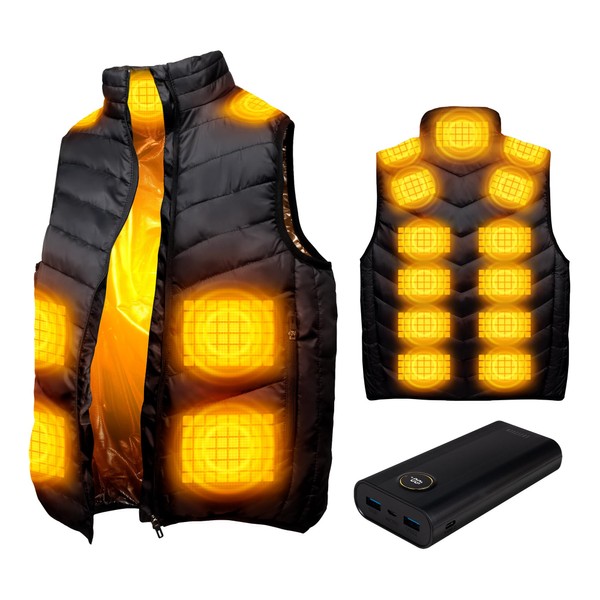 [Excitech] Domestic Manufacturer Electric Heating Vest, Heating Vest, Heating Vest [17 Front and Rear Heating Points, 4 Independent Switches] USB Powered, 3 Temperature Adjustment, Fast Warming, Washable, Men's, Active Vest, Unisex, Gift (M, L, XL, 2XL, 