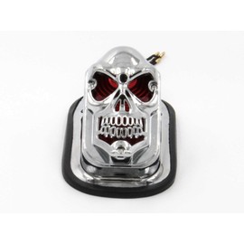 IMP Cool Skull Tail Lamp with Glowing Eyes for Universal Motorcycle Use, Chrome, 12V