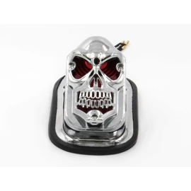 IMP Cool Skull Tail Lamp with Glowing Eyes for Universal Motorcycle Use, Chrome, 12V