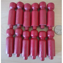 2-1/4" RED Wooden Toy Doll People or Coat Peg 12pc Packs Lot #TP06