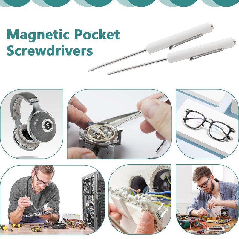 2 Piece Pocket Screwdriver Set with Magnetic Tip and Pocket