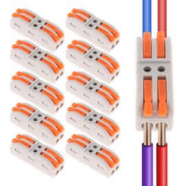 DIANN 10pcs Lever Wire Connectors 2 Circuit Inline Splices Electrical Wire Connector SPL-2 Lever Nuts Wire Connectors 28-12 AWG Quick Connect Splice Wire Connectors