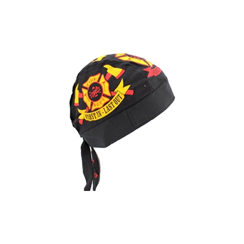 Fire Fighter Fireman Doo Rag Black Headwrap First In Last