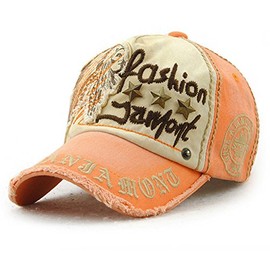Tioamy Baseball Cap Unisex Adjustable Retro Baseball Hat Leisure Cap Fashionable Cotton Cap Writing Outdoor Hat For Men and Women - Orange