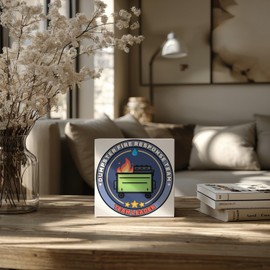 DOFQZ Funny Dumpster Fire Desk Decor Sign, Response Team Leader Wooden Box Sign for Home Office Shelf Table Decor, Gift for Team Leader Coworkers, 5x5 Inch