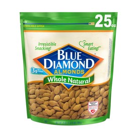 Blue Diamond Almonds Whole Natural Raw Snack Nuts, 25 Oz Resealable Bag (Pack of 1)