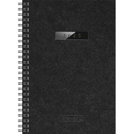 BRUNNEN Book Calendar Model 796 (2025) "Suburb Streets", 2 Pages = 1 Week, A5, 128 Pages, Natural Cardboard, Black