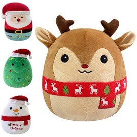 20cm Christmas Plushies Plush Reindeer Toy for Kids,Cute Xmas Reindeer Squishy Christmas Plush Pillow Toy Soft Toy 8" Stuffed Animal Reindeer Plushies Toys for Girls Boys Gift Christmas Cuddly Toy
