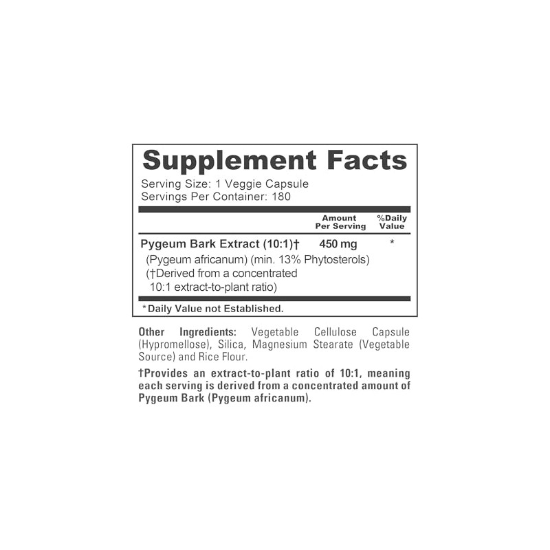 Pygeum Bark 4500mg 180 cápsulas vegetales (sin OMG y sin