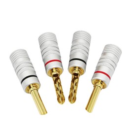 CERRXIAN Gold Plated Banana Plug Speaker Cylindrical Wave Banana Plug Serrated Banana Plug BFA Wave Banana Plug Style Zig Zag Type DIY Speaker Wire, Insulated Connector, Screw Lock Plug for Home