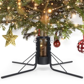 Real Christmas Tree Stand, Heavy Duty Detachable Christmas Tree Stand Tree Holder for Live Xmas Tree Trunks of 1.5 to 4.5, Black Xmas Tree Stand Base Fits up to 10FT Real Trees