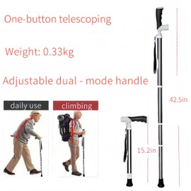 Ruyi Folding Cane for Stability, Walking Cane for Men, Folding Canes for Women Adjustable for Travel, Dual Modes Handle (Sticks or Canes) with Daily Pill Box