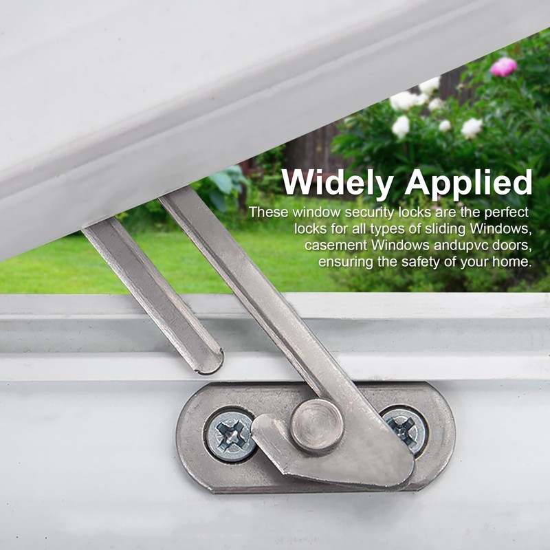 4 Pairs UPVC Window Restrictor Hook, Window Security Lock Stainless