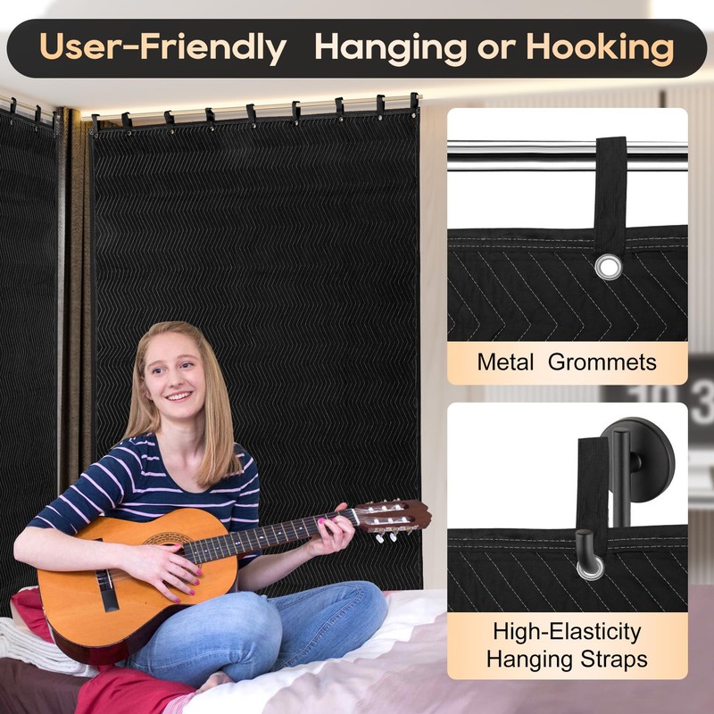 2 Pack Large Sound Dampening Blankets - 96" x 80"