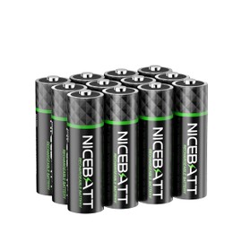 NICEBATT Rechargeable aa Batteries 2800mAh, Premium NiMH Double A Battery Low Self Discharge -12 Count