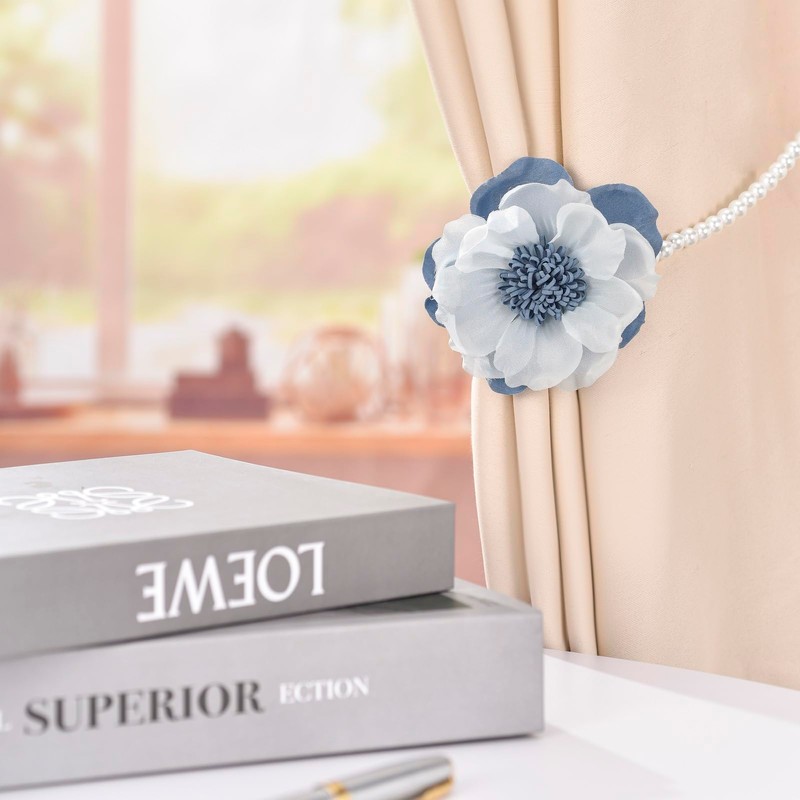 SUQ I OME 1 Pair of Curtain Tiebacks, Elegant Pearl